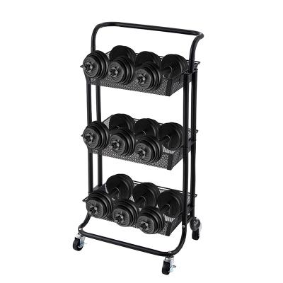 China Modern Multifunctional Revolving Home Kitchen Spices Dish Metal Foldable 3-Tier Storage Racks Cart Shelf With Wheels for sale