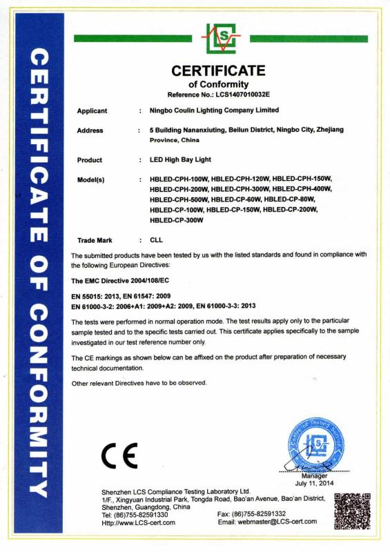 CE - Ningbo Coulin Lighting Co., Ltd.