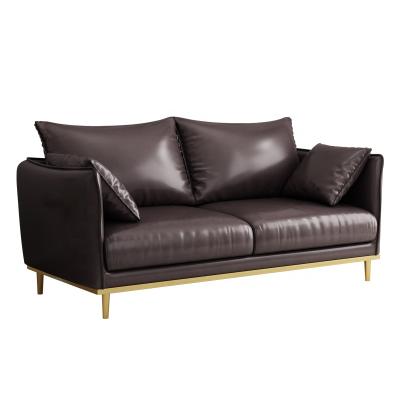 China Comfortably Sit Living Room Furniture Chinese Leather Sofa Brown Color Sofa 2 Seater Budget Leather Sofa for sale