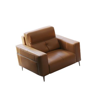 China Sitting Comfortably Modern Furniture Orange Leather Sofa Couches Living Room Sofa Single Seat Luxury Sofa for sale