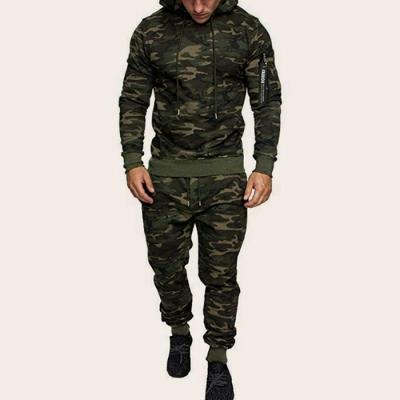 China Wholesale Loose Design Breathable Your Own Tracksuit All Over Camouflage Print Hoodie Tracksuit Set Men Tracksuit Two Piece Set for sale