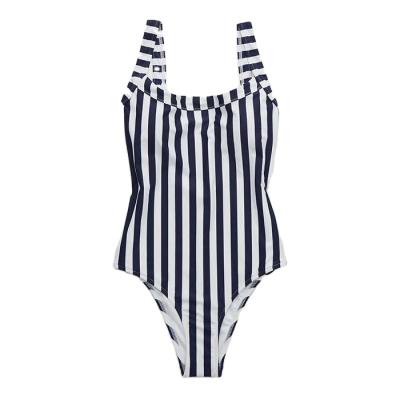 China OEM Breathable Swimwear Woman Printed Swimming Suit 1 Piece Stripe Swimsuit Beach Wear For Women for sale