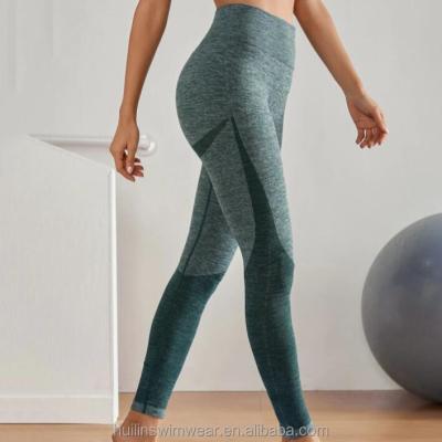 China 2021 Breathable Women Sports Fitness Patchwork Running Yoga Pants High Waist Seamless Yoga Pants for sale