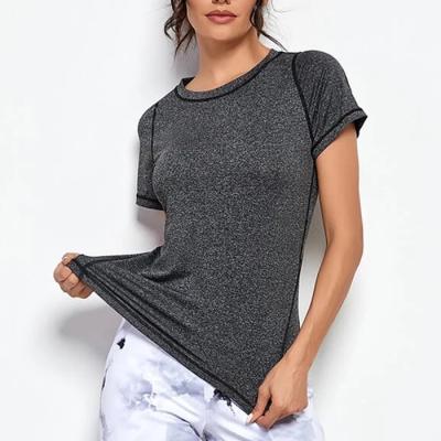 China Antibacterial hot sale fashionable women's yoga tops activewear short sleeve women sports breathable t-shirts for sale