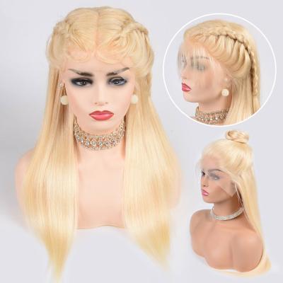 China Cheap Seller 150% 180% 200% Full Body Wave Density Water Wave Hd Glueless Silk Top Straight Blonde Transparent Lace Front Wig With Baby Hair for sale