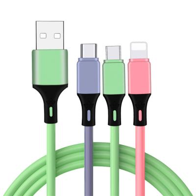 China Factory Wholesale High Quality Liquid Silicone Fast Charging Cable MP3/MP4 Player Affordable 3 in 1 USB Type C Cable for Android for sale