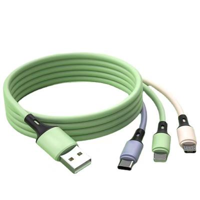 China MP3/MP4 Player 3 in 1 Type C Cable For Samsung S20 Pro Xiaomi USB C Liquid Silicone Data Cable USB C 3A Fast Charging Huawei Pro Charger Wire for sale