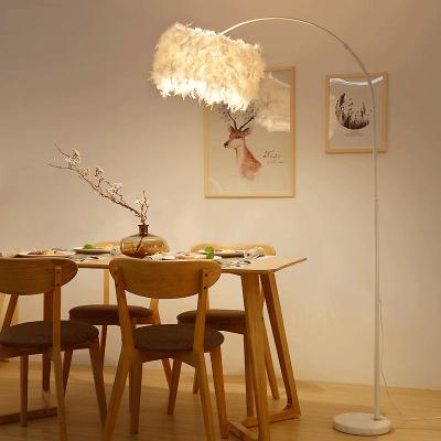 China EUROPEAN Creative Feather Standing Living Sofa Room Led Nordic Minimalist Light High Quality Fishing Foot Lights Hotel Floor Lamp for sale