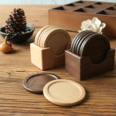 China Decorative Wooden Coasters Cup Table Waterproof Drinks Stocked Wooden Coaster for sale