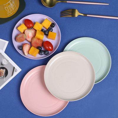 China New Fashion Stocked Gold Printing Plastic Wheat Straw Dinnerware Setss Plate for sale