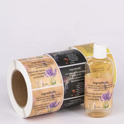 China Custom Waterproof Skin Care Beauty Product Waterproof Cosmetic Label For Bottle , Square Roll Sticker Printing for sale