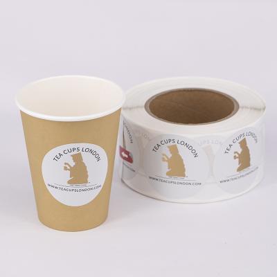 China Custom waterproof personalized small round adhesive label, printing tea cups roll hot stamping sticker for sale