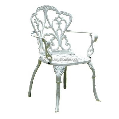 China Durable White Color European Style Patio Furniture Cast Aluminum Dining Chair Outdoor Chair European Style Carving Garden Chair for sale