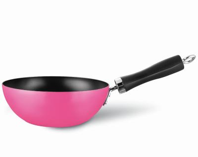 China 2022 Wok 1.0mm Thick Viable Chinese Wok Pan With Bakelite Carbon Steel Handle 20cm Non Stick for sale