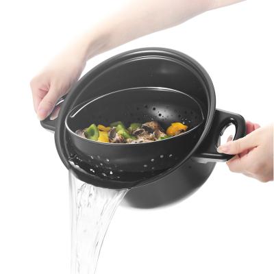 China Sustainable Noodle Steamer Cooking Pot Set With Inner Basket Rack Tall Strainer Body Cooking Pasta Pots for sale