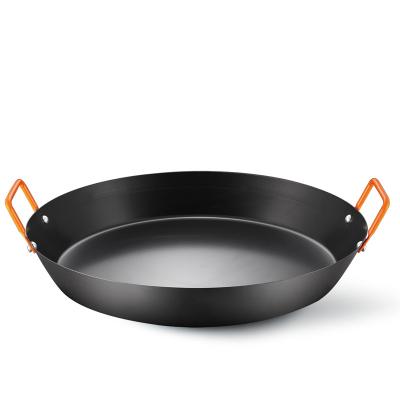 China Minimalist 40cm Round Two Handle Cooking Non Stick Pan Seafood Paella Pans For Cooking Color Handle for sale