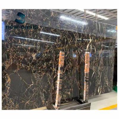 China Cheap Chinese Polished nero black portoro gold marble black and gold flower marble for interior decoration for sale