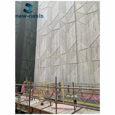 China Waterjet cut designed  White wooden grain marble for sale