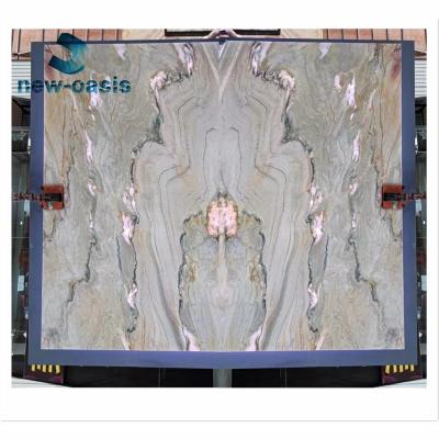 China Transparent Book match design Natural Big Onyx Marble Slab  for countertop floor for sale