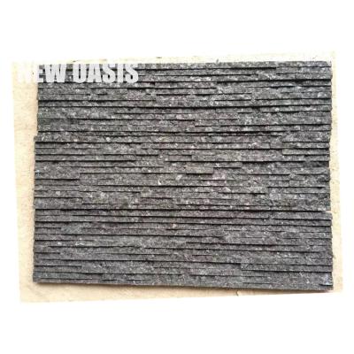 China Crystal black  pure black quartz Split Face Ledge Panels Stacked Wall Culture Slate Stone Veneer for wall decoration for sale