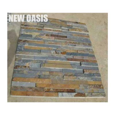 China cheapest rusty yellow color culture stone Split Face Ledge Panels Stacked Wall Culture Slate Stone Veneer for wall decoration for sale