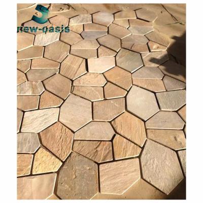 China light beige cultural stone  with mesh panel for sale