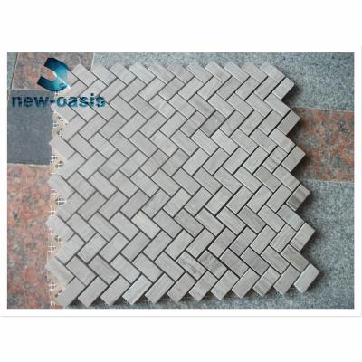 China Light wooden marble mosaic Herringbone shape chevron shape Marble mosaic for bathroom kitchen outdoor en venta