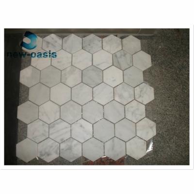 China Carrara white marble  mosaic sheet for  bathroom kitchen decoration for sale