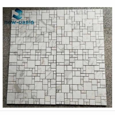 Κίνα New Design white and light grey Marble Mosaic Natural Stone Circle Art Waterjet Mosaic Wall Floor προς πώληση