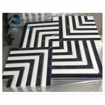 China New Original Design Black and White Marble Mosaic Tiles Natural Stone Triangle Mosaic Wall Tile Bathroom en venta