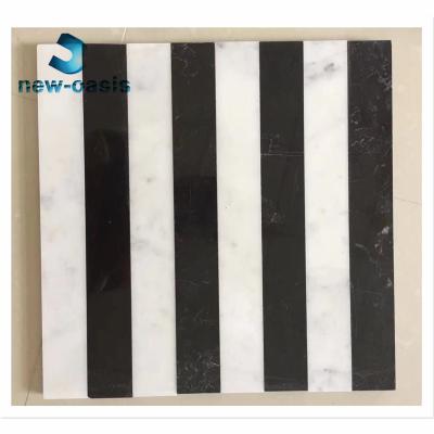 China White and black color marble zebra design mosaic for sale