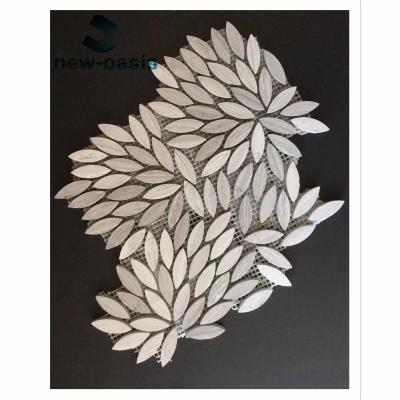 China White wooden marble flower design mosaic en venta