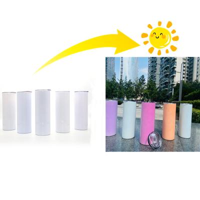 China New 20oz Sublimation Disposable Blank Tumbler Uv Color Shift Lean Straight Tumbler White For Heat Transfer for sale