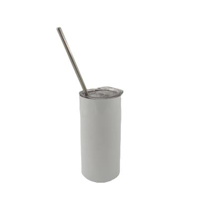 China Viable USA Warehouse 15 oz Sublimation Lean Straight Tumbler 304 Stainless Steel White Tumbler With Straw for sale