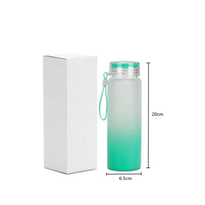 China Sustainable US Warehouse Shipping 17oz Sublimation Heat Press Gradient Colored Frosted Glass Water Bottle for sale