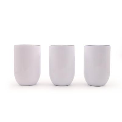 China 12oz 355ml Wine Mug Cup Stainless Steel Wall Egg-Shape Double Wall Sublimation Viable Fast Shipping Tumbler With Lids for sale