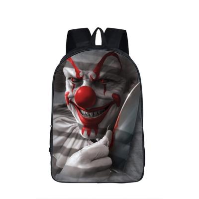 China Clown Knapsack Jester Printed Backpack Children's Waterproof Cool Mad Bad Bag School Backpack Kids Bookbags for sale