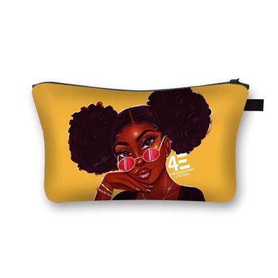 China Large Capacity Art Girls Magic African Make Up Black Women's Makeup Cosmetic Bag Toiletry Bag Travel Organizer Pouch for sale