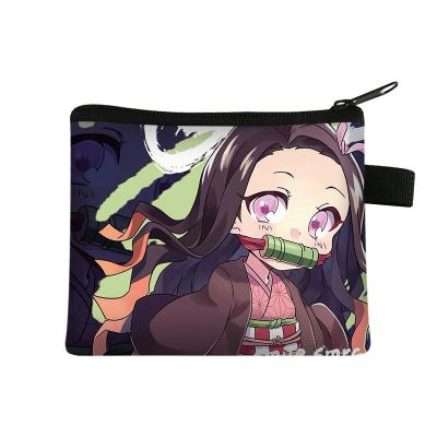 China 2021 Eco-Friendly Cartoon Demon Slayer Print Coin Purse Teen Wallets Kids Card and Key Holder Bag Student Coin Bags for sale