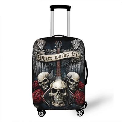 China Rose Skull Guitar Punk Rock Coolost Elastic Luggage Protective Covers Ultralight Anti-dust Travel Baggage Cover for sale