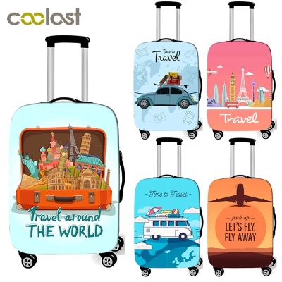 China Durable 18-32 Inch Travel Vacation Style Printing Pattern Suitcase Covers Elastic Luggage Cover Devices Trolley Case Covers for sale