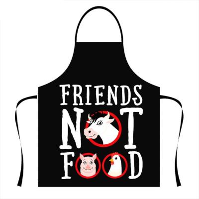 China Drink/Food l Funny Don't Eat My Friend Vegan Canvas Apron Vegetarian Chef Uniform Kitchen Apron Adjustable Sleeveless Waterproof Aprons for sale