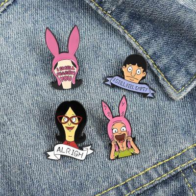 China Fashionable Cartoon Personality I Still Smell Blank Shape Pink Badges Letter Brooch Rabbit Ears Badge Clothes Bag Lapel Pin Wholesale for sale