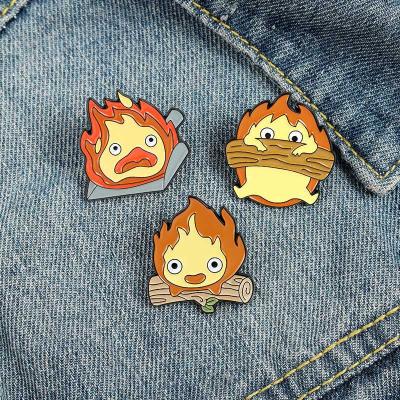 China Fashionable Shape Badges Wooden Flame Personality Cartoon Badge Clothing Bag Lapel Pin Wholesale for sale