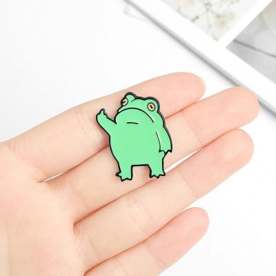 China Europe Funny Frog Enamel Pin Custom Cool Animal Olelon Bag Lapel Pins Cartoon Froggy Badge Jewelry Gift For Friends for sale