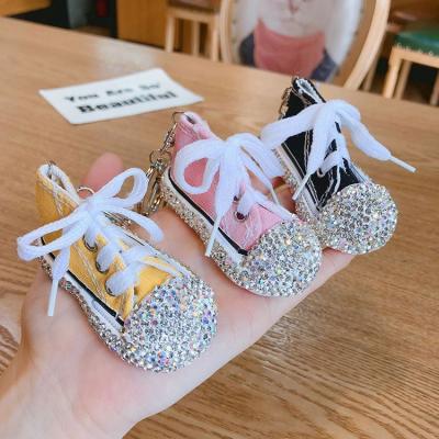 China Trendy Key Ring New Fashion Luxury Rhinestone Keychains for Woman Man Bag Car Key Chain Pendant 3d Bling High Quality Canvas Shoe Key Chain Llavero for sale