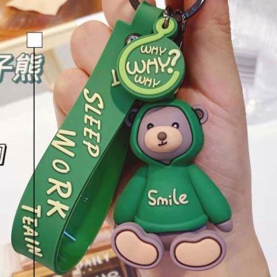 China PVC Hoodie Hat Bear Rope Buckle Bear Doll Bear Doll Cartoon Bear Car Couples Gift Key Pendant Chain Pendant for sale