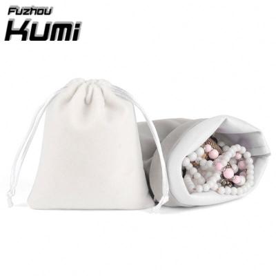 China MOQ Simple Modern White Small Velvet Jewelry Pouches With Drawstrings Packaging Gift Bags And Pouches Custom Logo for sale