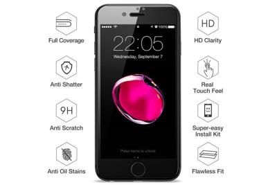 China IPhone 7 Plus Colored Tempered Glass Screen Protector Anti Finger 9H Hardness for sale