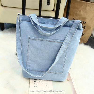 China Convention Heavy Tote Bag Reusable High Quality Cotton Denim Shoulder Bags for sale